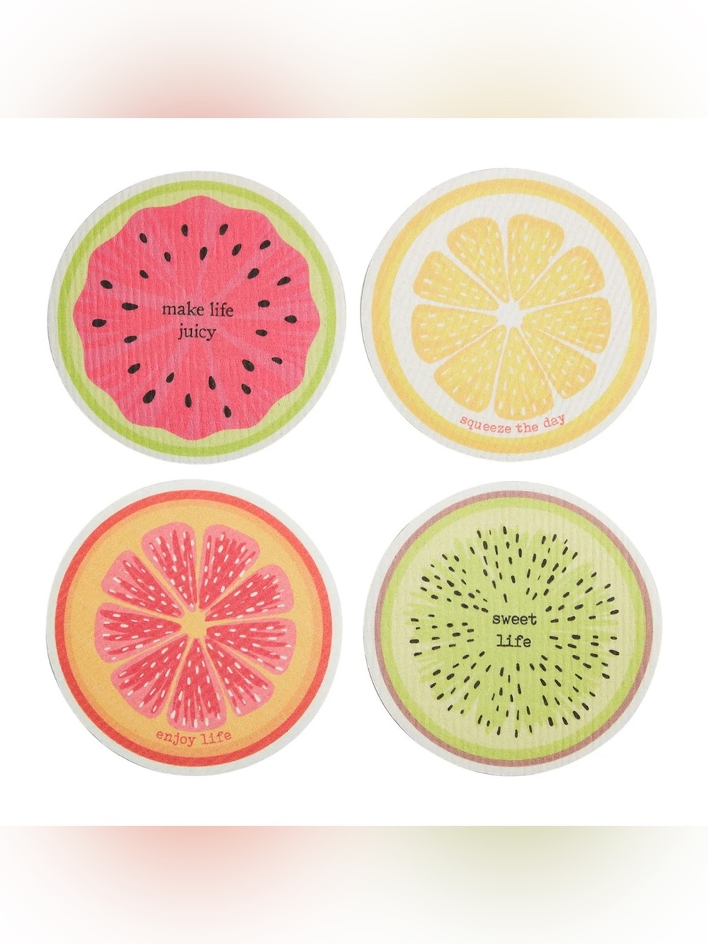 NWT Mud Pie Fruitfully Fun Dishcloths Swedish
Towels (Set of 4)